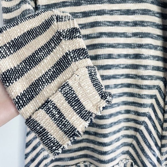 Soft Surroundings Marina Sweater Sz Large Navy Khaki Stripe Pullover Top Flowy - Picture 4 of 14